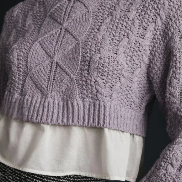 MAEVE Lilac Layered Peplum Cropped Turtleneck - Picture 3 of 7